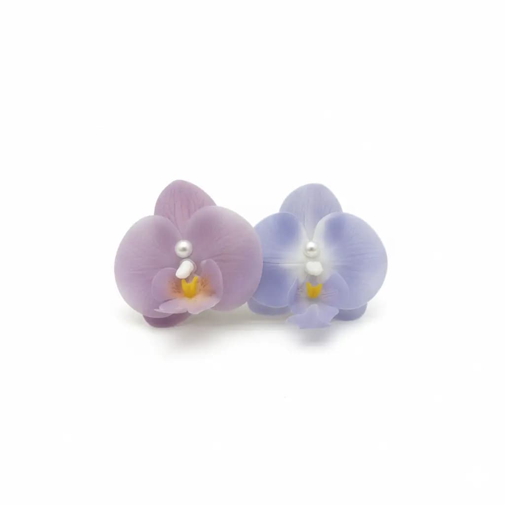 Pastel Orchid Flower Hair Clip with Pearl Accent