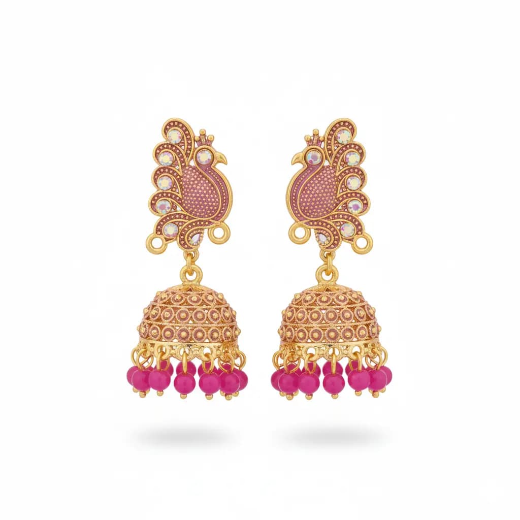 Peacock Jhumka Earrings
